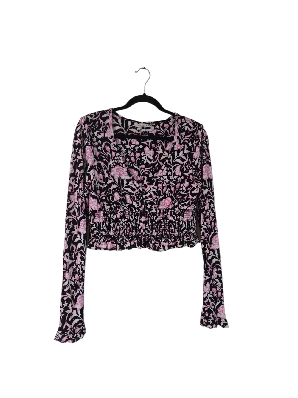 Urban Outfitters Black & Pink Floral Chemise Top Sze L